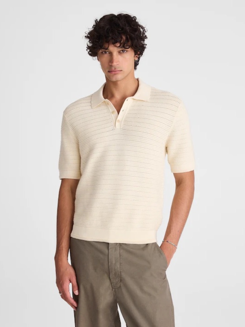 Madewell Men's Short-Sleeve Knit Polo in Cream